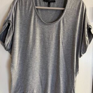 White House Black Market Gray Cuffed Sleeve Relaxed T-Shirt